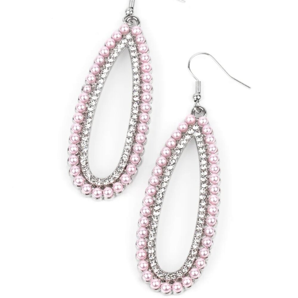 Paparazzi Jewelry Accessories - Glamorously Glowing - Pink Earrings - Vintage - Picture 4 of 4